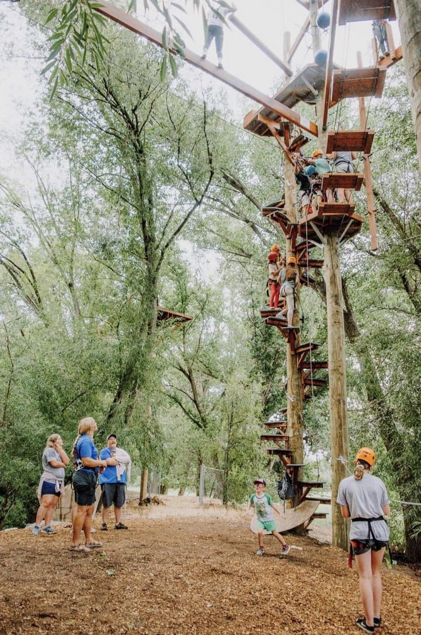 Families at the ropes course